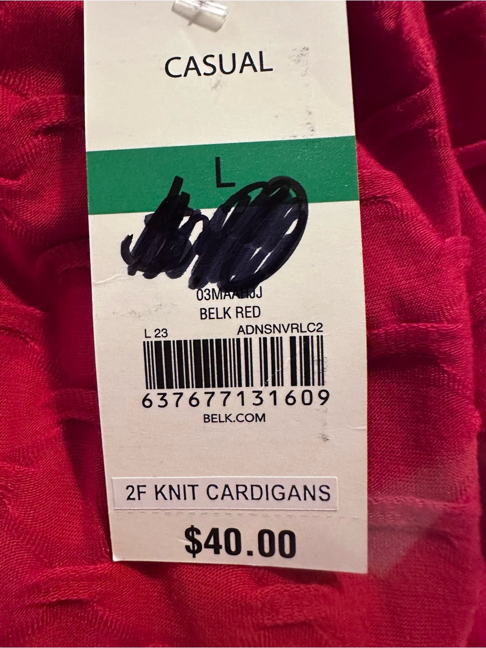Women’s L Kim Rogers Red Textured Open Light Weight Cardigan NWT - Picture 7 of 7